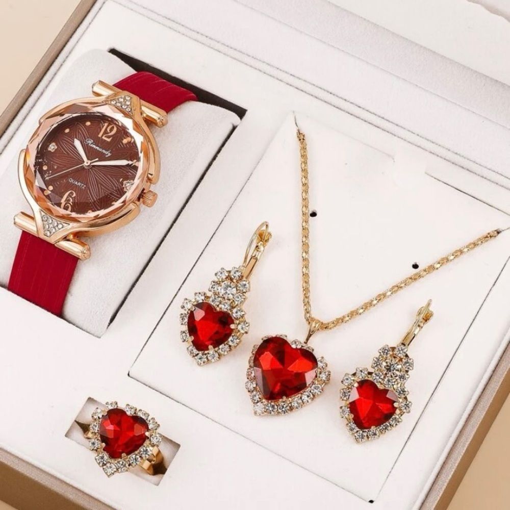- Beautiful red necklace and watch set​​